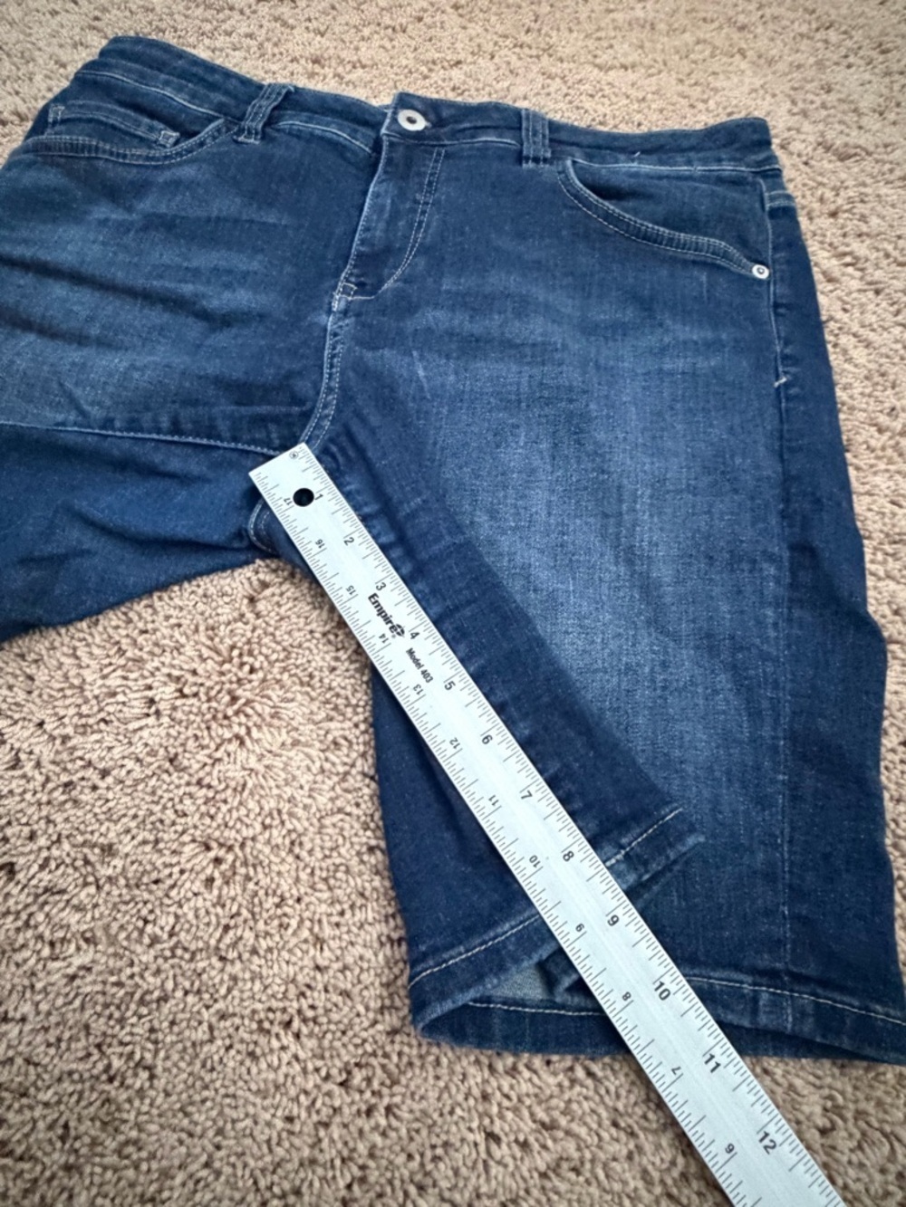 32 Anthropologie pilcro high rise slim long Dark Blue Denim Jean Shorts - Picture 10 of 10